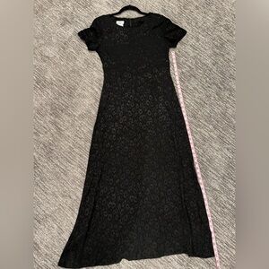 Vintage Laura Ashley Women’s 4 Dress Black Textured Floral Long Maxi Prairie